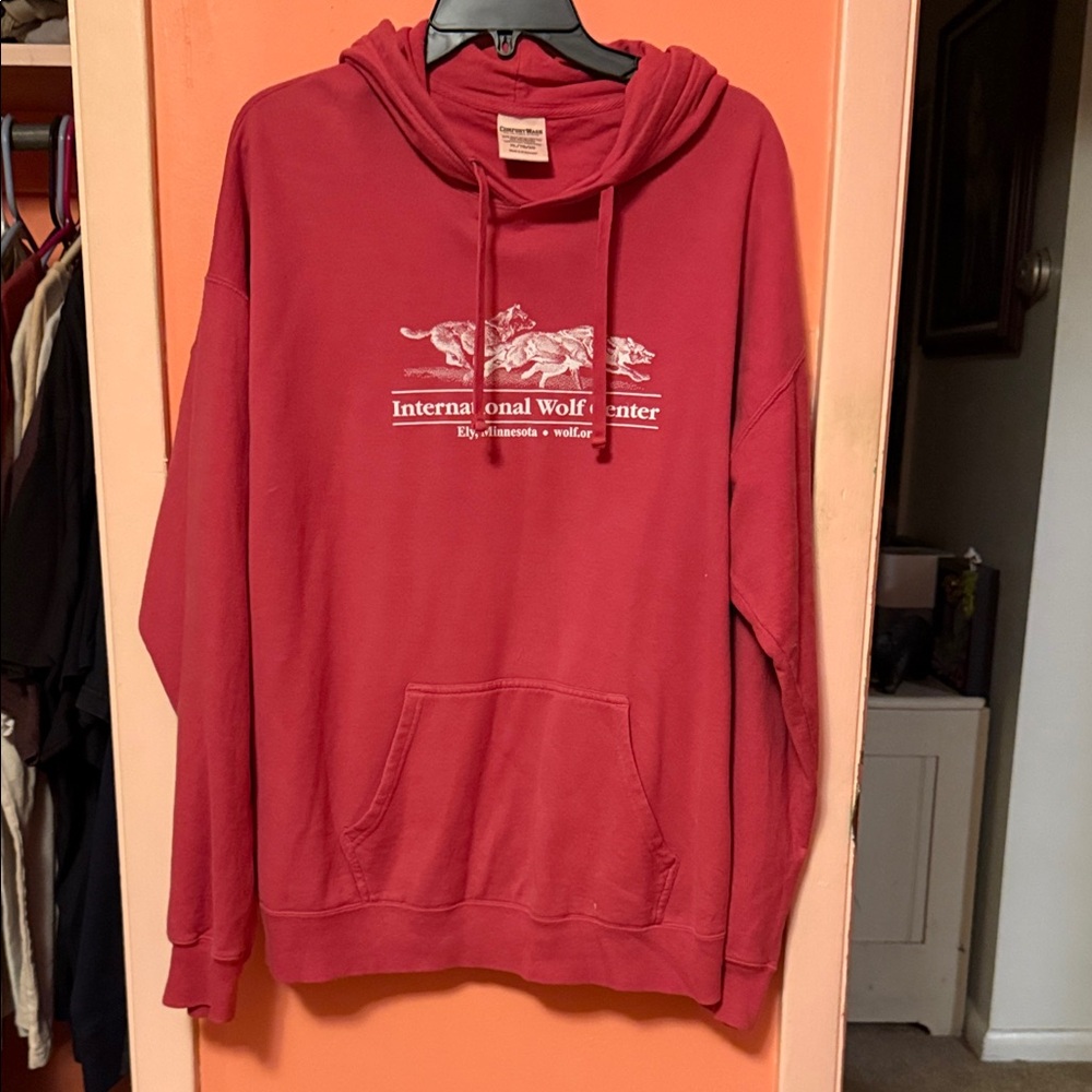 Red Hoodie with Graphic Print